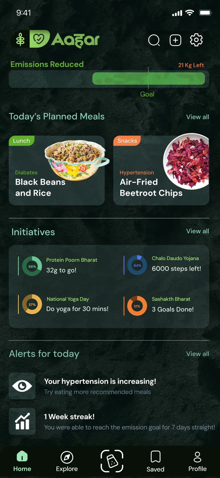 aahar: homescreen